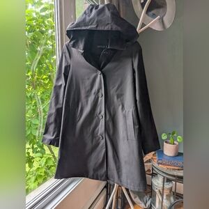 NWT Lauren Ralph Lauren Black Hooded‎ Trench Coat